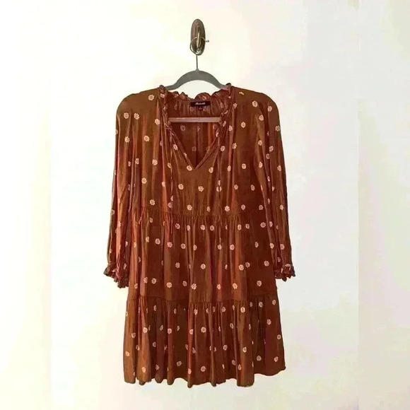 Tie-Neck Tiered Mini Dress in Bloom Dot - Picture 2 of 6